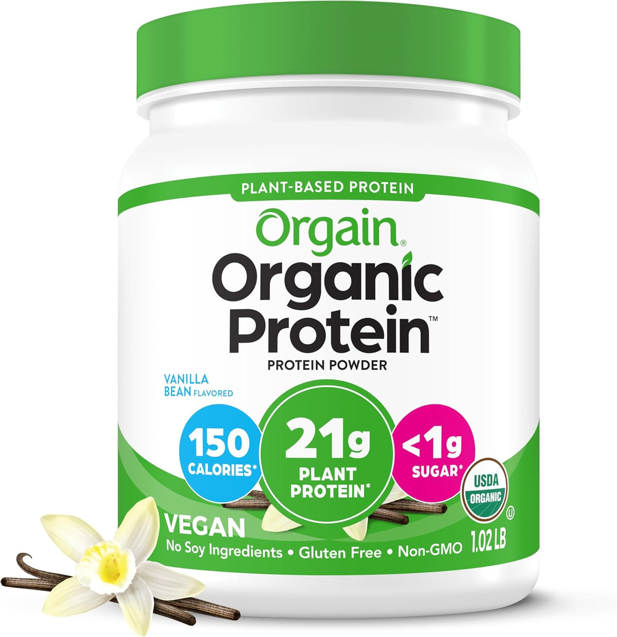 Orgain Organic Vegan Protein Powder, Vanilla Bean
