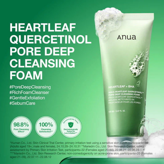 Heartleaf Quercetinol Pore Deep Cleansing Foam 150ML (Pack of 2)